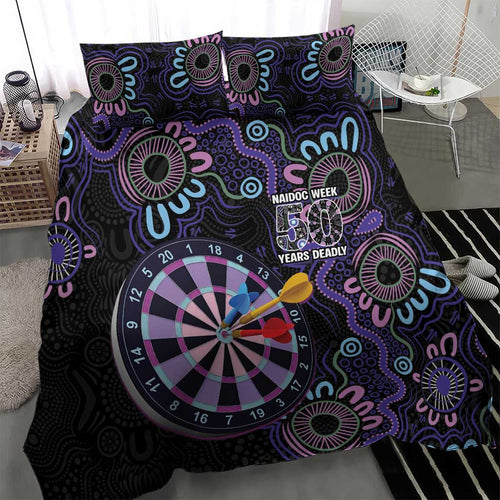 First Nations Darts NAIDOC 2026 Bedding Set Aboriginal Dot Art Dartboard Purple
