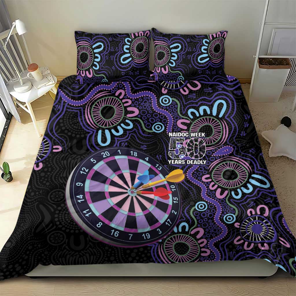 First Nations Darts NAIDOC 2026 Bedding Set Aboriginal Dot Art Dartboard Purple