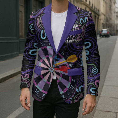 First Nations Darts NAIDOC 2026 Blazer Aboriginal Dot Art Dartboard Purple