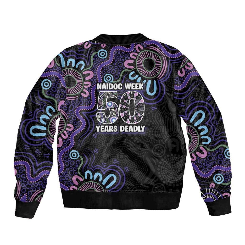 First Nations Darts NAIDOC 2026 Bomber Jacket Aboriginal Dot Art Dartboard Purple