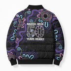 First Nations Darts NAIDOC 2026 Bomber Puffer Jacket Aboriginal Dot Art Dartboard Purple