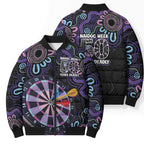 First Nations Darts NAIDOC 2026 Bomber Puffer Jacket Aboriginal Dot Art Dartboard Purple