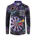 First Nations Darts NAIDOC 2026 Button Sweatshirt Aboriginal Dot Art Dartboard Purple
