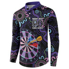 First Nations Darts NAIDOC 2026 Button Sweatshirt Aboriginal Dot Art Dartboard Purple