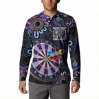 First Nations Darts NAIDOC 2026 Button Sweatshirt Aboriginal Dot Art Dartboard Purple
