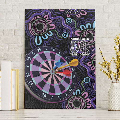 First Nations Darts NAIDOC 2026 Canvas Wall Art Aboriginal Dot Art Dartboard Purple