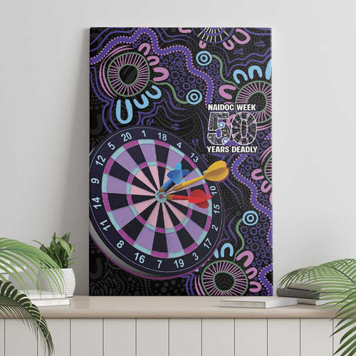 First Nations Darts NAIDOC 2026 Canvas Wall Art Aboriginal Dot Art Dartboard Purple