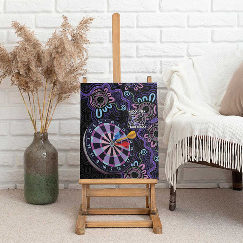 First Nations Darts NAIDOC 2026 Canvas Wall Art Aboriginal Dot Art Dartboard Purple