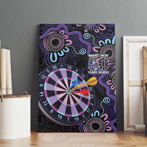 First Nations Darts NAIDOC 2026 Canvas Wall Art Aboriginal Dot Art Dartboard Purple