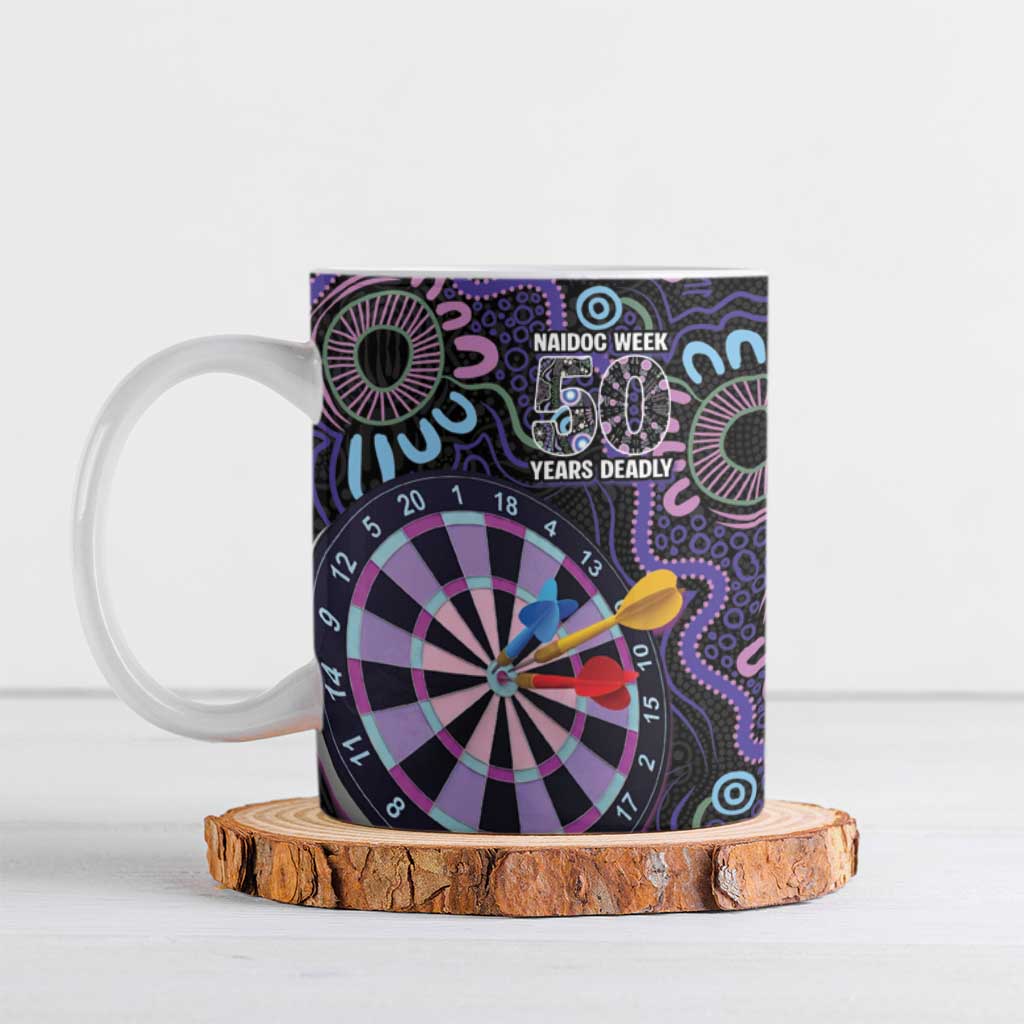 First Nations Darts NAIDOC 2026 Ceramic Mug Aboriginal Dot Art Dartboard Purple