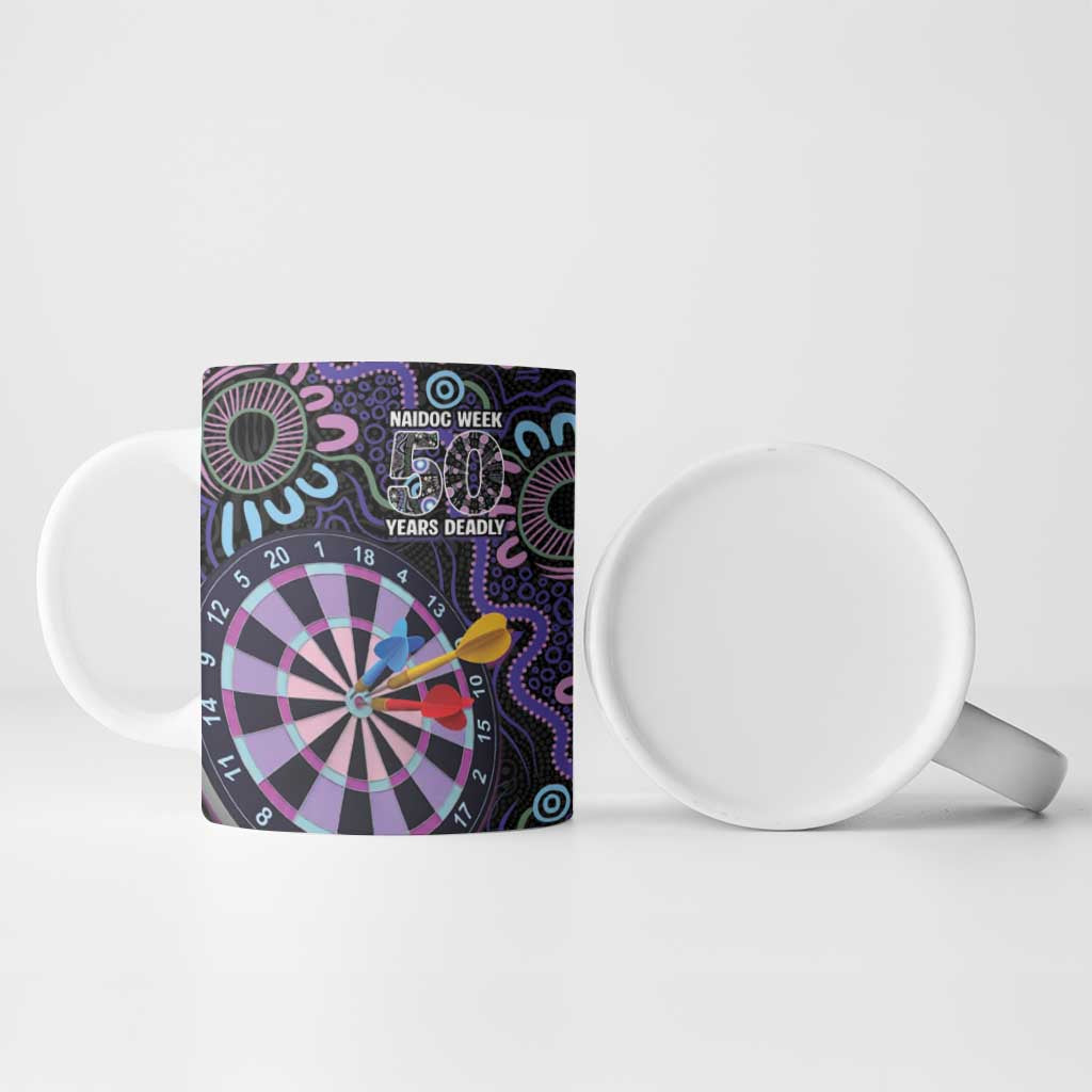 First Nations Darts NAIDOC 2026 Ceramic Mug Aboriginal Dot Art Dartboard Purple