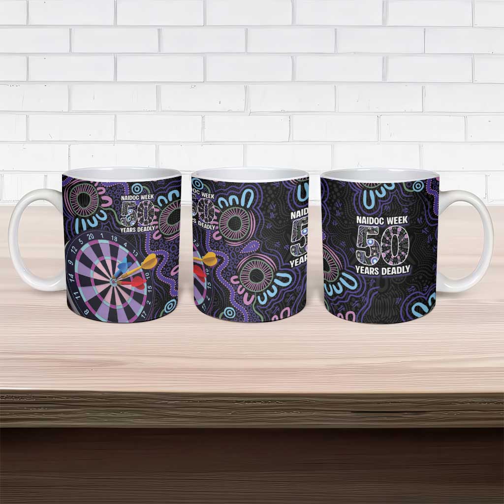 First Nations Darts NAIDOC 2026 Ceramic Mug Aboriginal Dot Art Dartboard Purple