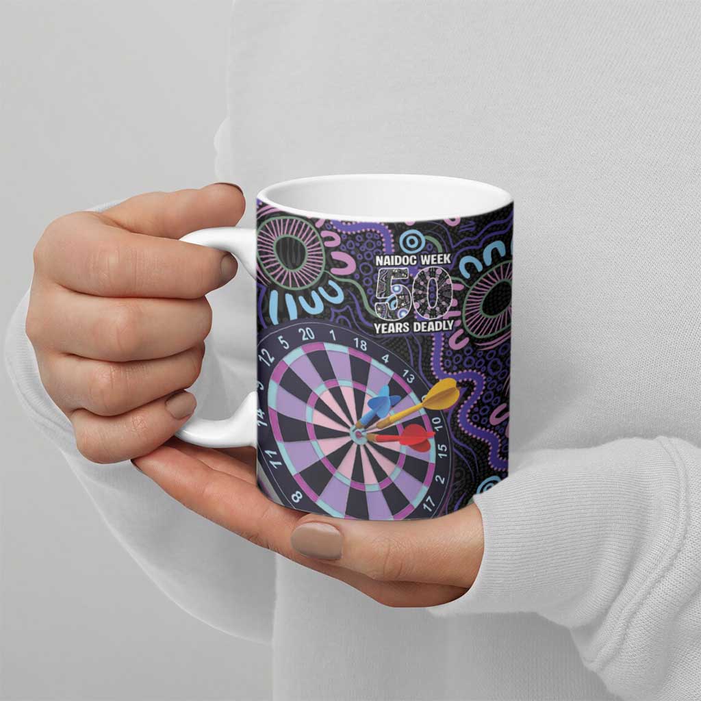 First Nations Darts NAIDOC 2026 Ceramic Mug Aboriginal Dot Art Dartboard Purple