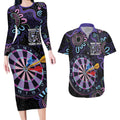 First Nations Darts NAIDOC 2026 Couples Matching Long Sleeve Bodycon Dress and Hawaiian Shirt Aboriginal Dot Art Dartboard Purple