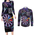 First Nations Darts NAIDOC 2026 Couples Matching Long Sleeve Bodycon Dress and Long Sleeve Button Shirt Aboriginal Dot Art Dartboard Purple