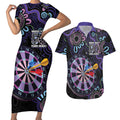 First Nations Darts NAIDOC 2026 Couples Matching Short Sleeve Bodycon Dress and Hawaiian Shirt Aboriginal Dot Art Dartboard Purple