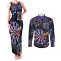 First Nations Darts NAIDOC 2026 Couples Matching Tank Maxi Dress and Long Sleeve Button Shirt Aboriginal Dot Art Dartboard Purple