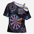 First Nations Darts NAIDOC 2026 Cross Shoulder Shirt Aboriginal Dot Art Dartboard Purple