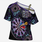 First Nations Darts NAIDOC 2026 Cross Shoulder Shirt Aboriginal Dot Art Dartboard Purple
