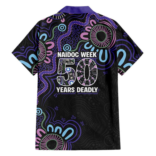 First Nations Darts NAIDOC 2026 Family Matching Long Sleeve Bodycon Dress and Hawaiian Shirt Aboriginal Dot Art Dartboard Purple