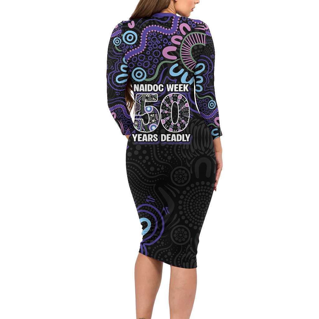 First Nations Darts NAIDOC 2026 Family Matching Long Sleeve Bodycon Dress and Hawaiian Shirt Aboriginal Dot Art Dartboard Purple