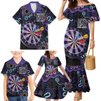 First Nations Darts NAIDOC 2026 Family Matching Mermaid Dress and Hawaiian Shirt Aboriginal Dot Art Dartboard Purple