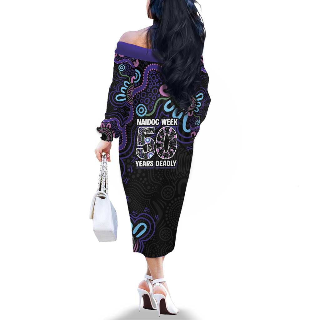 First Nations Darts NAIDOC 2026 Family Matching Off The Shoulder Long Sleeve Dress and Hawaiian Shirt Aboriginal Dot Art Dartboard Purple