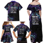 First Nations Darts NAIDOC 2026 Family Matching Off Shoulder Maxi Dress and Hawaiian Shirt Aboriginal Dot Art Dartboard Purple