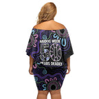 First Nations Darts NAIDOC 2026 Family Matching Off Shoulder Short Dress and Hawaiian Shirt Aboriginal Dot Art Dartboard Purple