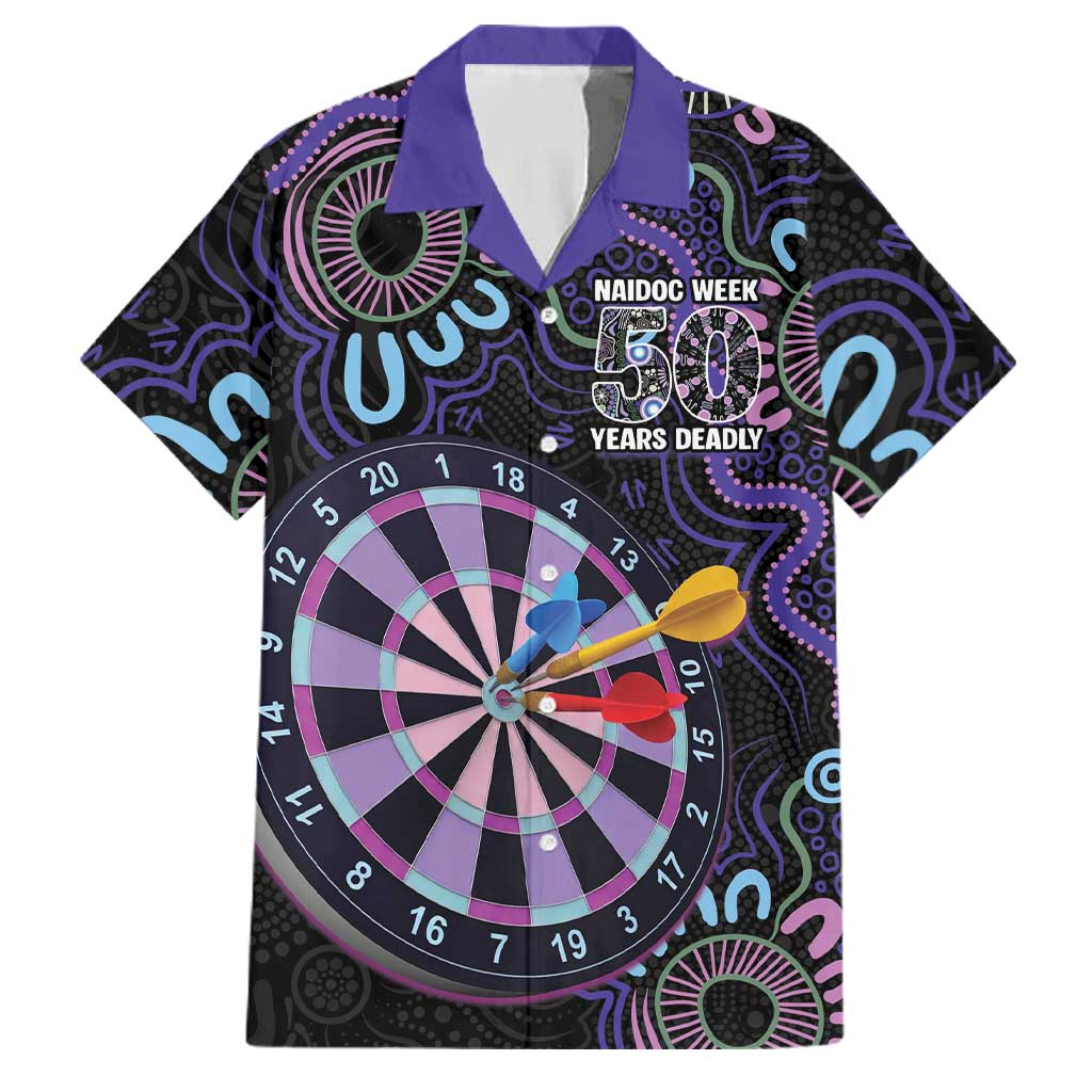 First Nations Darts NAIDOC 2026 Family Matching Puletasi and Hawaiian Shirt Aboriginal Dot Art Dartboard Purple