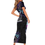 First Nations Darts NAIDOC 2026 Family Matching Short Sleeve Bodycon Dress and Hawaiian Shirt Aboriginal Dot Art Dartboard Purple
