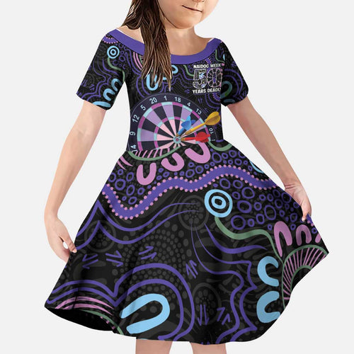 First Nations Darts NAIDOC 2026 Family Matching Tank Maxi Dress and Hawaiian Shirt Aboriginal Dot Art Dartboard Purple