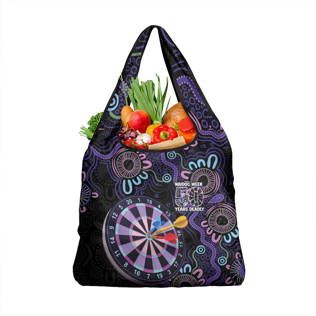 First Nations Darts NAIDOC 2026 Grocery Bag Aboriginal Dot Art Dartboard Purple