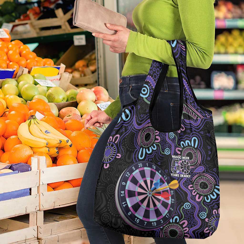 First Nations Darts NAIDOC 2026 Grocery Bag Aboriginal Dot Art Dartboard Purple