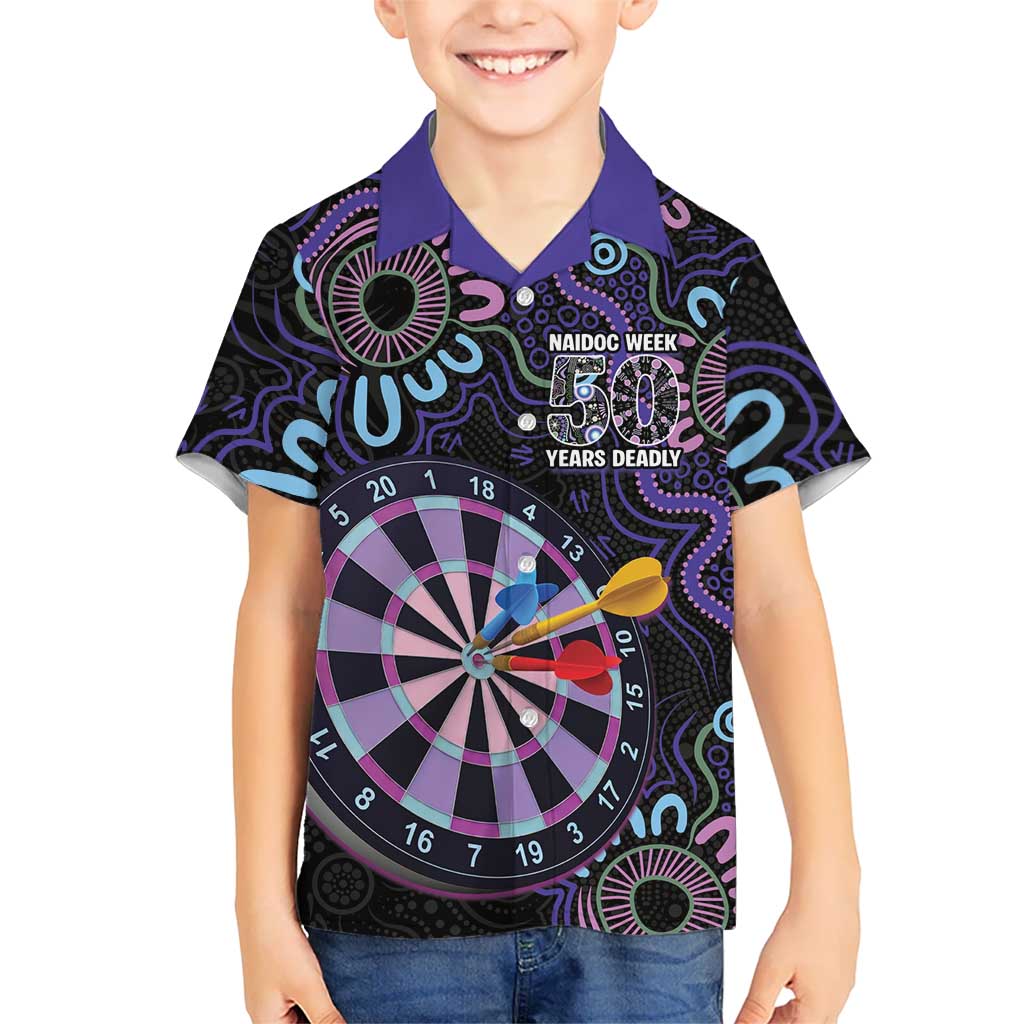 First Nations Darts NAIDOC 2026 Hawaiian Shirt Aboriginal Dot Art Dartboard Purple