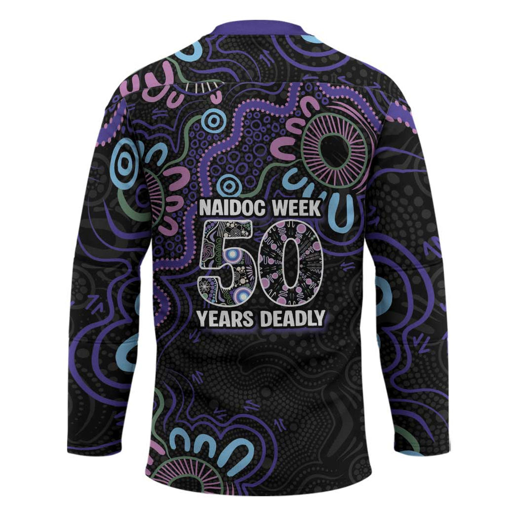 First Nations Darts NAIDOC 2026 Hockey Jersey Aboriginal Dot Art Dartboard Purple