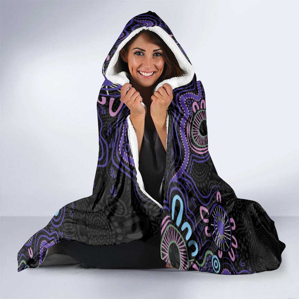 First Nations Darts NAIDOC 2026 Hooded Blanket Aboriginal Dot Art Dartboard Purple