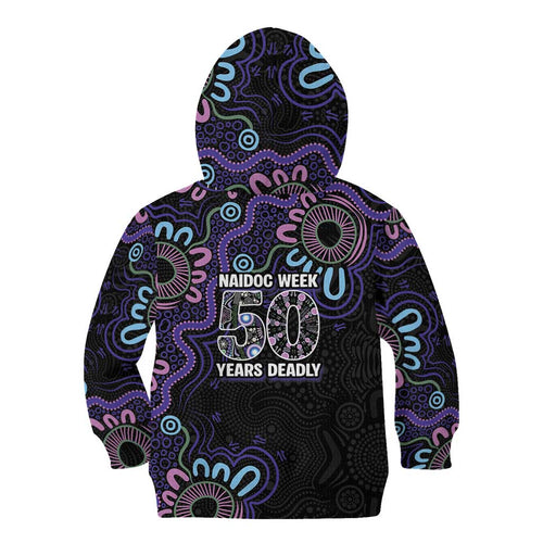First Nations Darts NAIDOC 2026 Kid Hoodie Aboriginal Dot Art Dartboard Purple