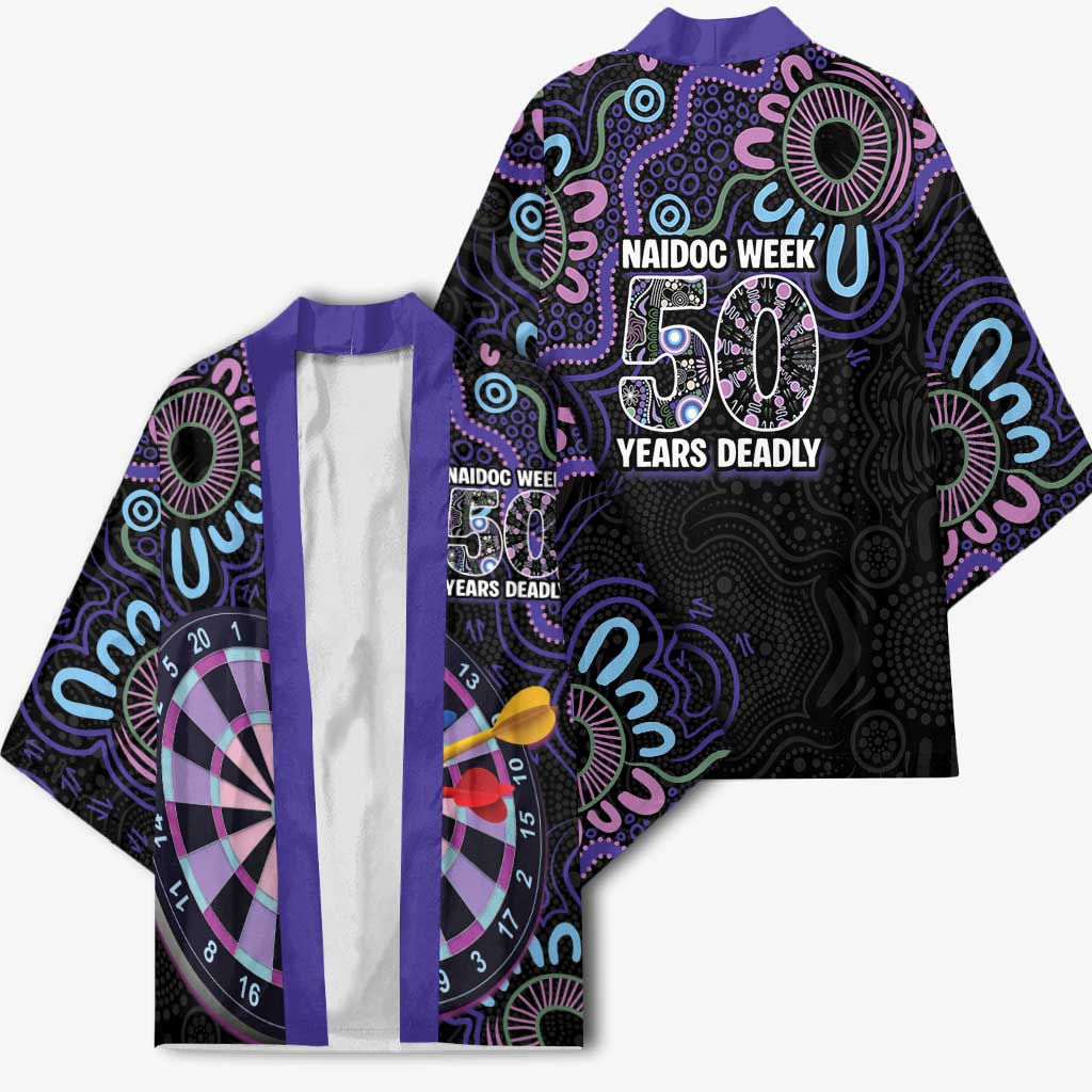 First Nations Darts NAIDOC 2026 Kimono Aboriginal Dot Art Dartboard Purple