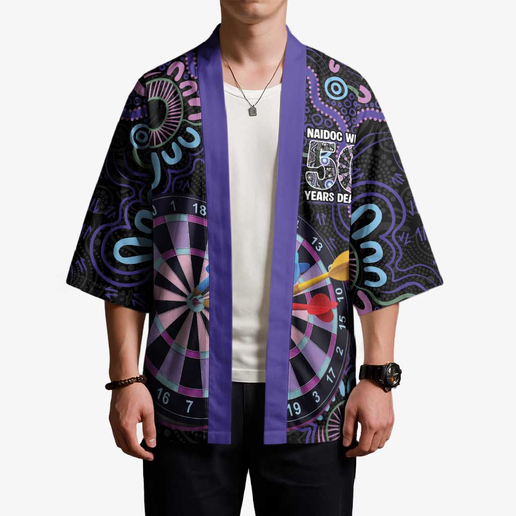 First Nations Darts NAIDOC 2026 Kimono Aboriginal Dot Art Dartboard Purple