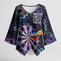 First Nations Darts NAIDOC 2026 Kimono Sleeve Blouse Aboriginal Dot Art Dartboard Purple