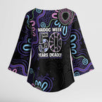 First Nations Darts NAIDOC 2026 Kimono Sleeve Blouse Aboriginal Dot Art Dartboard Purple