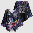 First Nations Darts NAIDOC 2026 Kimono Sleeve Blouse Aboriginal Dot Art Dartboard Purple