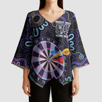First Nations Darts NAIDOC 2026 Kimono Sleeve Blouse Aboriginal Dot Art Dartboard Purple