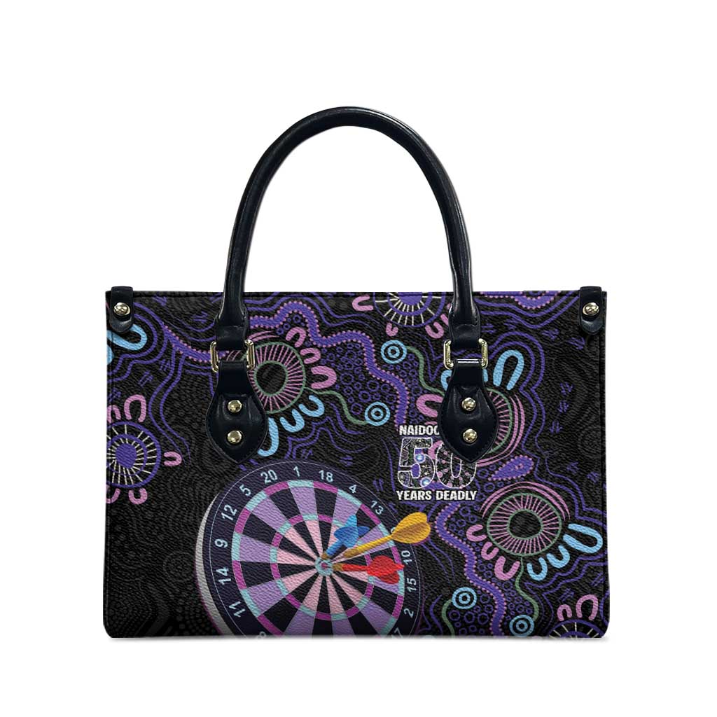 First Nations Darts NAIDOC 2026 Leather Bag Aboriginal Dot Art Dartboard Purple
