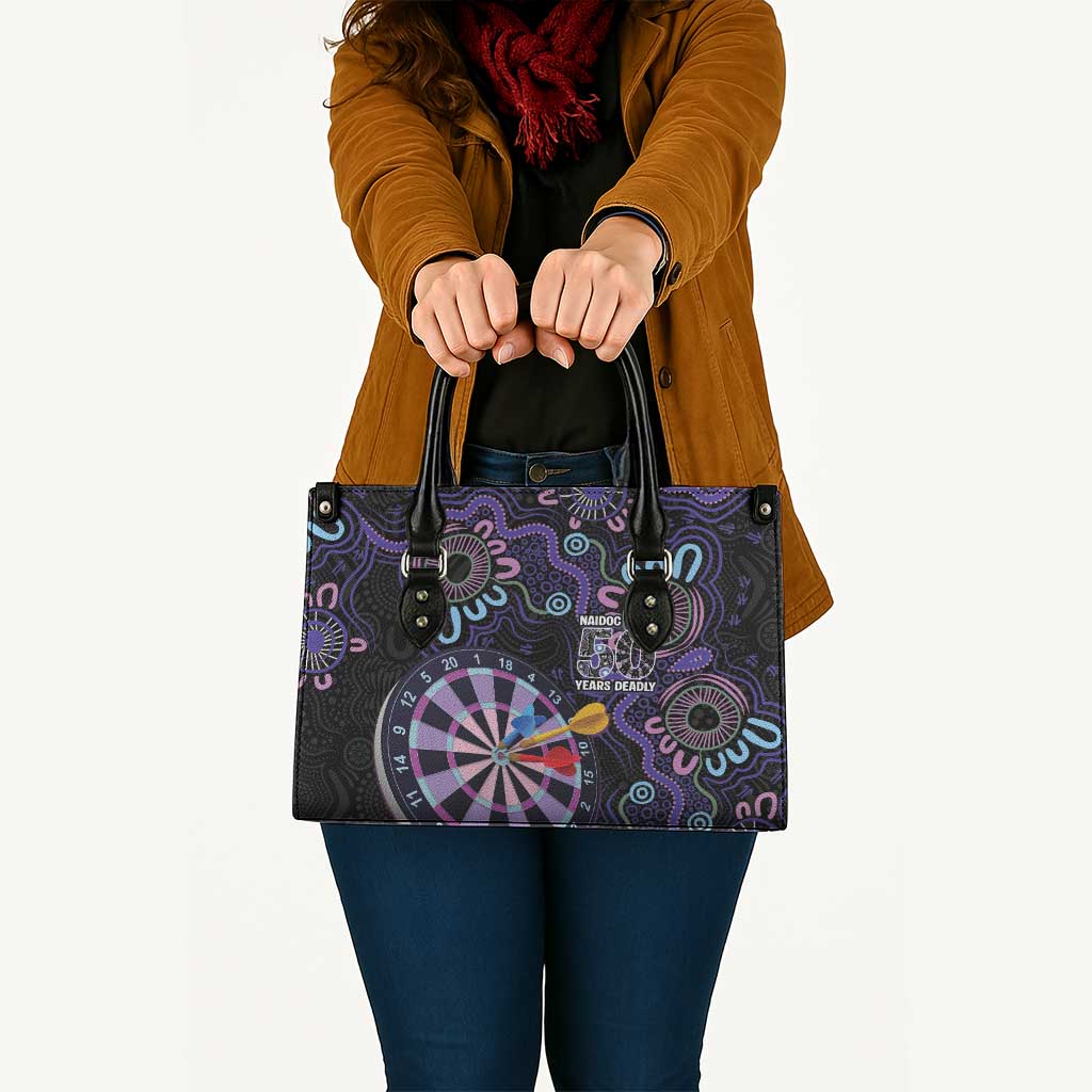 First Nations Darts NAIDOC 2026 Leather Bag Aboriginal Dot Art Dartboard Purple