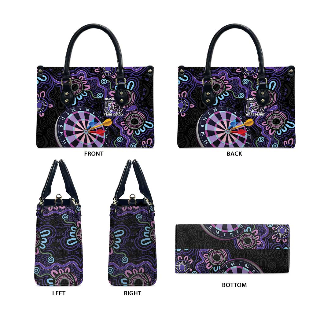 First Nations Darts NAIDOC 2026 Leather Bag Aboriginal Dot Art Dartboard Purple