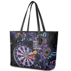 First Nations Darts NAIDOC 2026 Leather Tote Bag Aboriginal Dot Art Dartboard Purple
