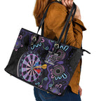 First Nations Darts NAIDOC 2026 Leather Tote Bag Aboriginal Dot Art Dartboard Purple
