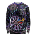 First Nations Darts NAIDOC 2026 Long Sleeve Shirt Aboriginal Dot Art Dartboard Purple